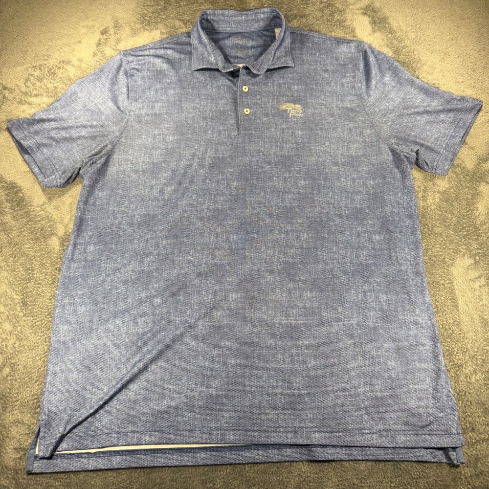 Johnnie-O Mens XL Blue Torrey Pines Performance Polo Shirt UPF 50 Stretch Golf‎